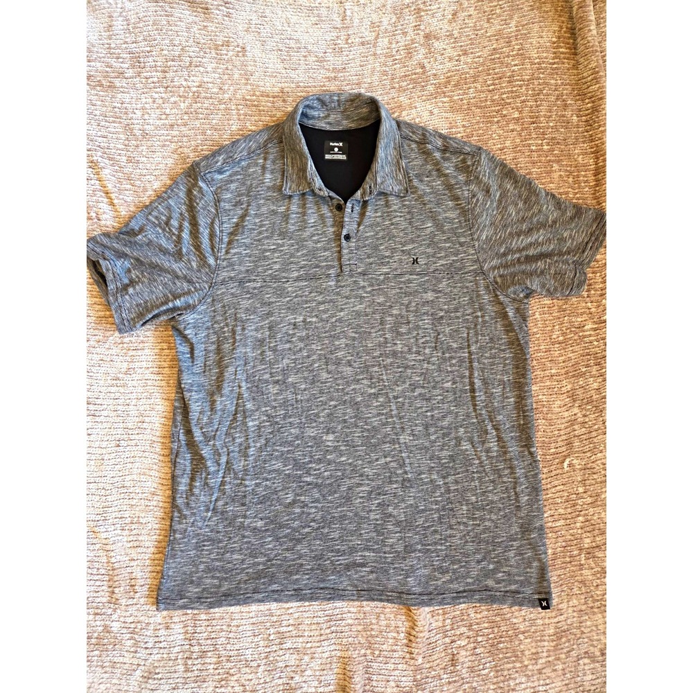 Hurley Men's Gray Heathered Polo Shirt XL Regular Short Sleeve Button Logo